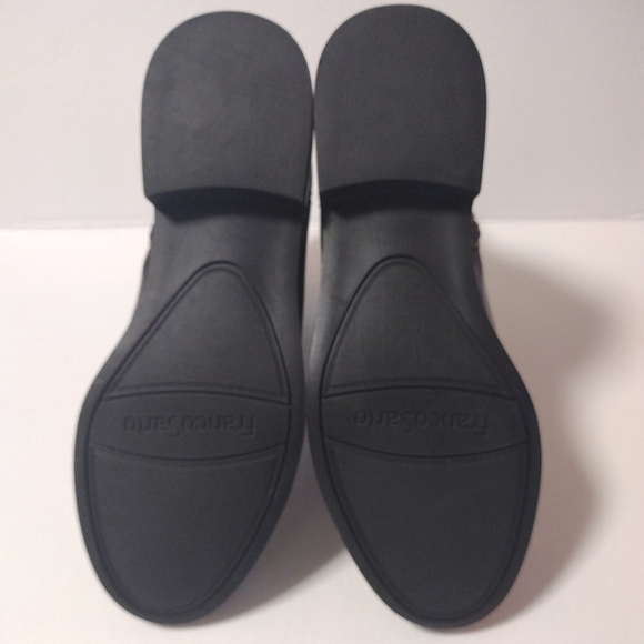 Franco Sarto Women's Happily Ankle Gold Leather Almond Toe Stacked Heel Booties - Picture 8 of 12